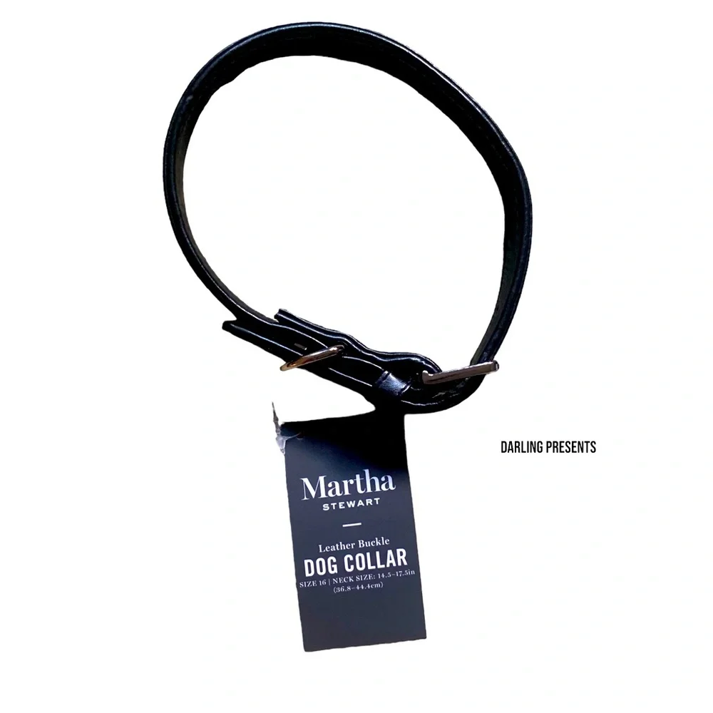 Martha Stewart Vegan Leather Engraved Buckle Dog Collar Color Black Size 16/M